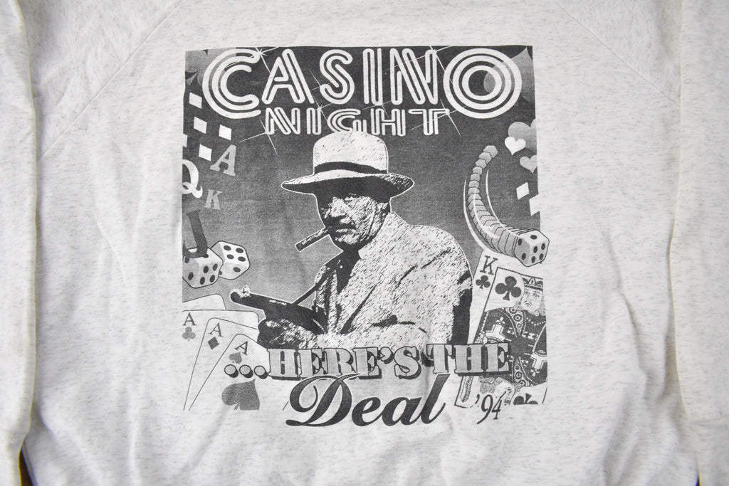 Vintage 1994 Casino Night "Heres The Deal" Graphic Crewneck Sweatshirt Made In USA