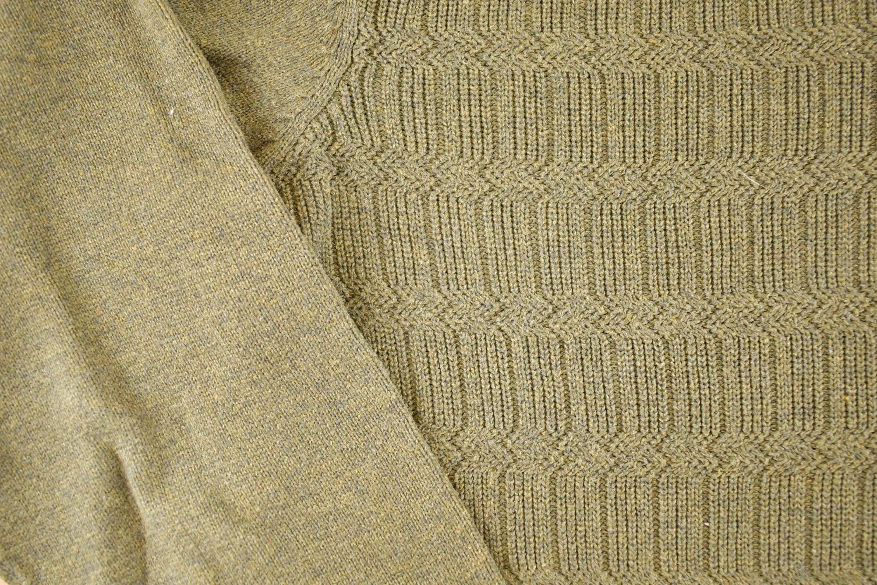 Vintage 1990s J Ferrar Chunky Knit Collared Sweater Men's M / 90's Abstract Pattern 3D Knitted Sweatshirt