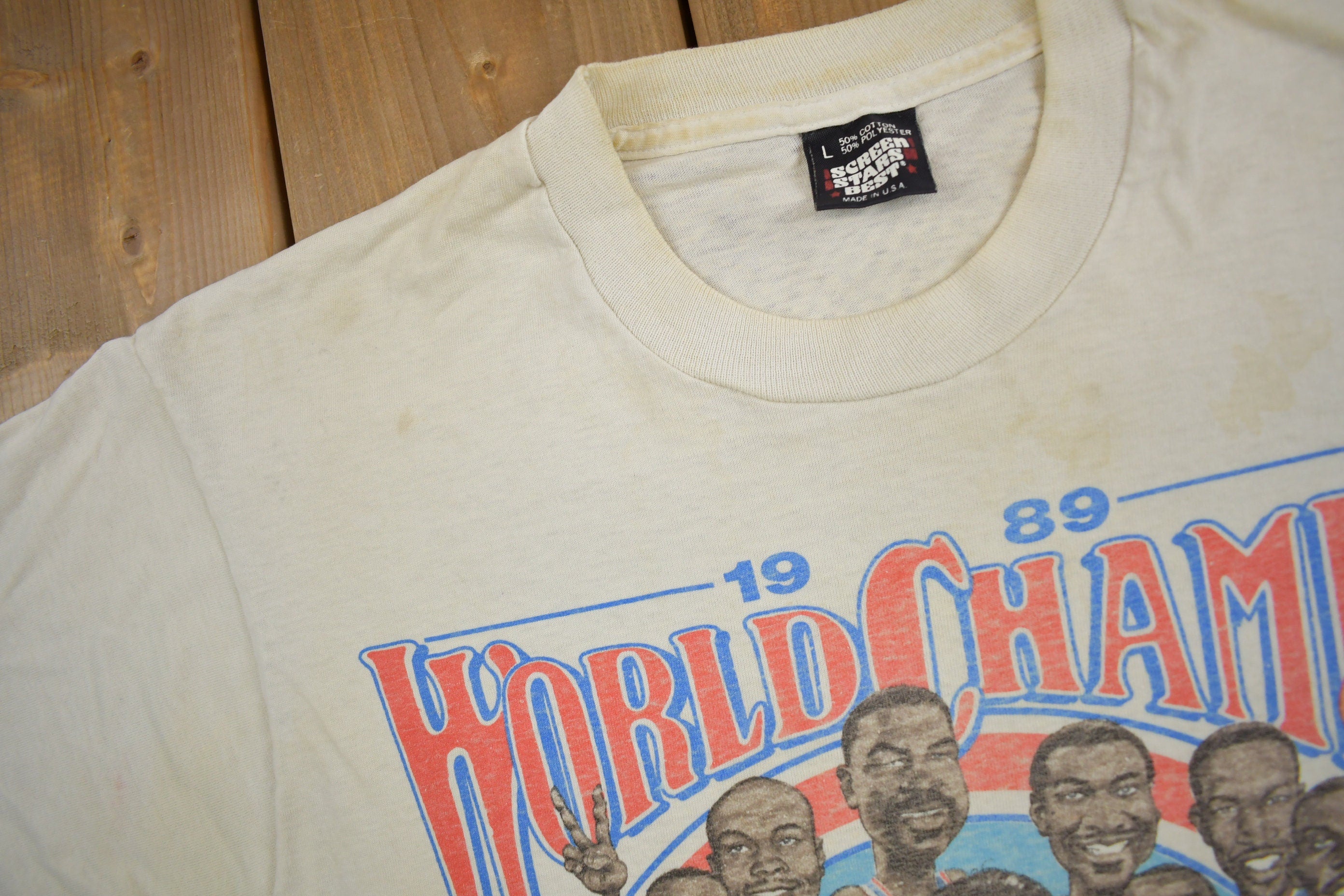 Vintage 1989 Detroit Pistons NBA World Champs Graphic T-Shirt