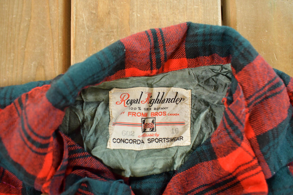 Vintage 1980s Royal Highlander Plaid Wool Flannel Button Up Shirt Women's Small