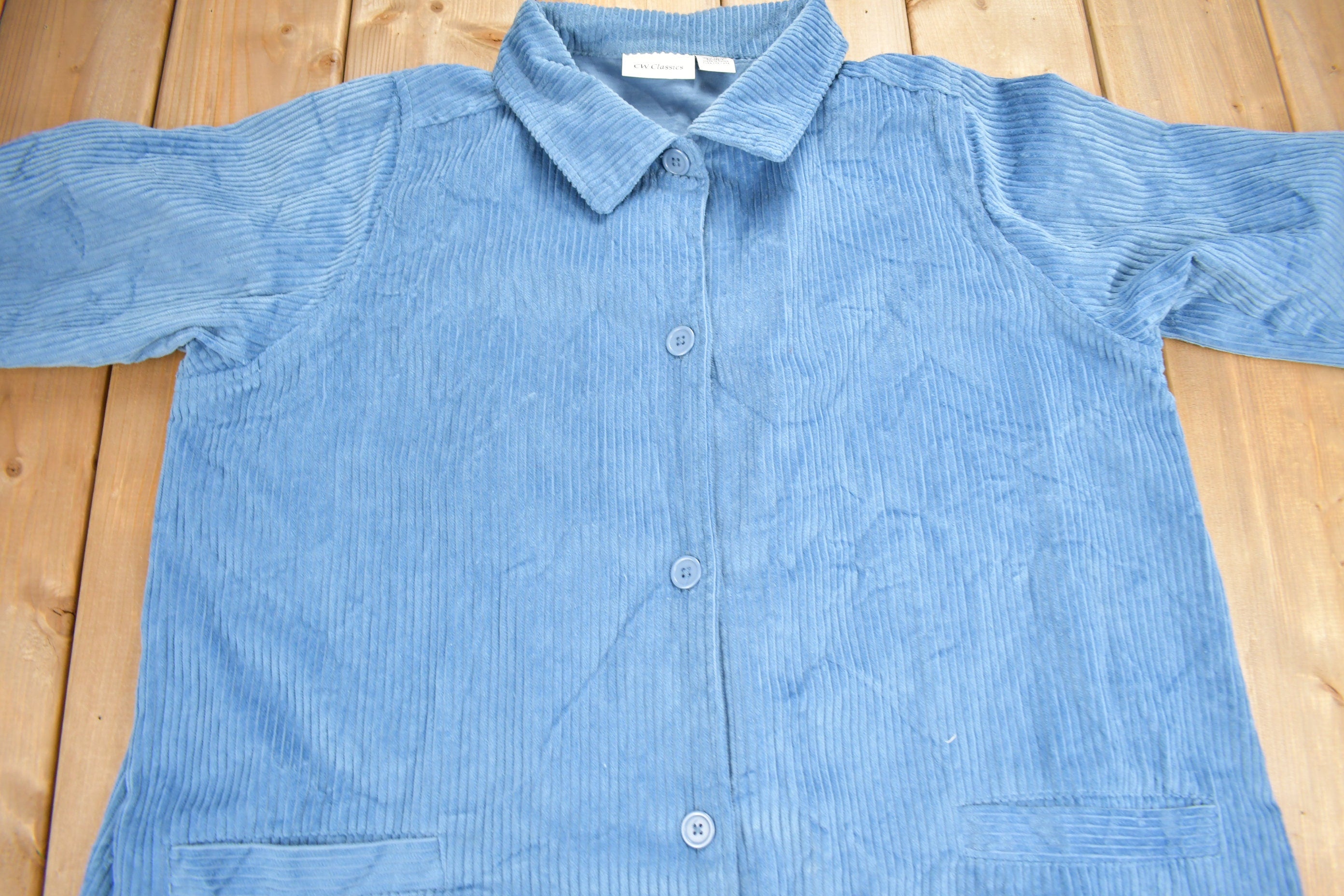 Vintage 1990s CW Classics Women's Blank Corduroy Button Up Shirt