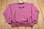 Vintage 1990s Top Stitch Heart Theme Crewneck Sweater