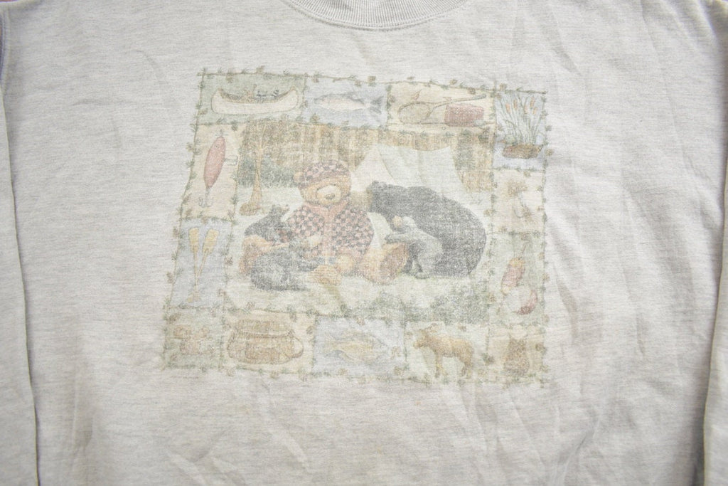 Vintage 1990s Cute Warm And Cozy Bear Crewneck Sweater Made In USA