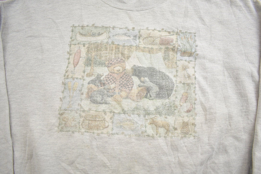 Vintage 1990s Cute Warm And Cozy Bear Crewneck Sweater Made In USA