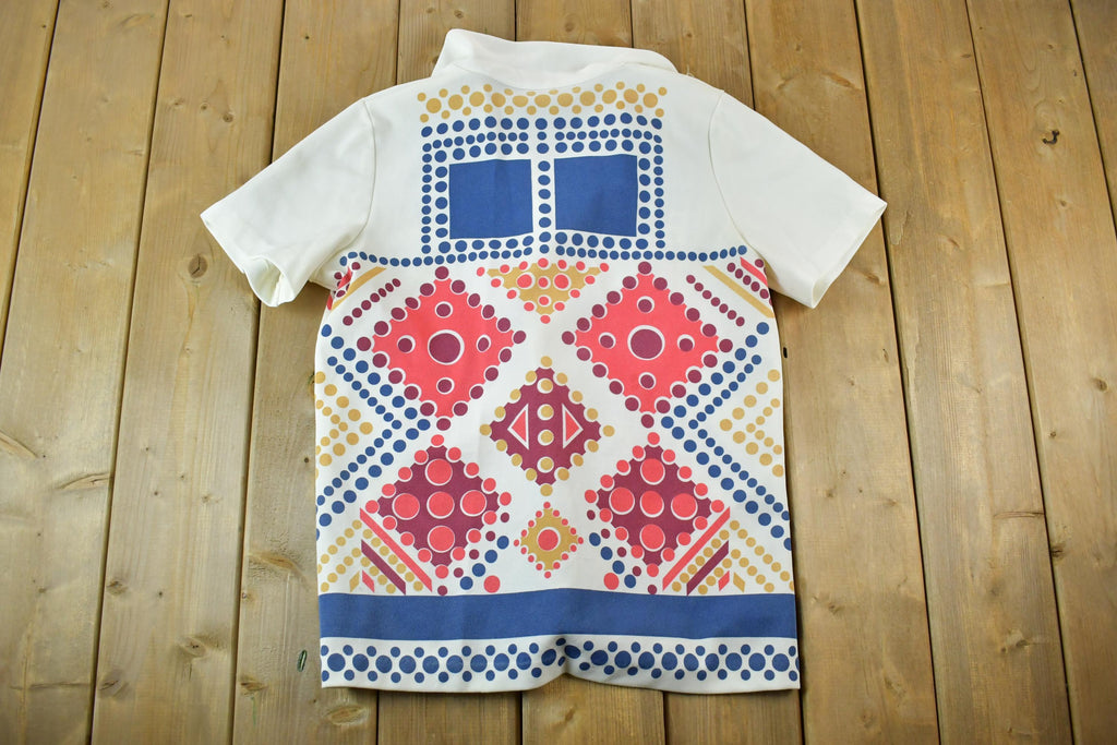 Vintage 1960s Abstract Polka Dot Button Up Western Style Shirt