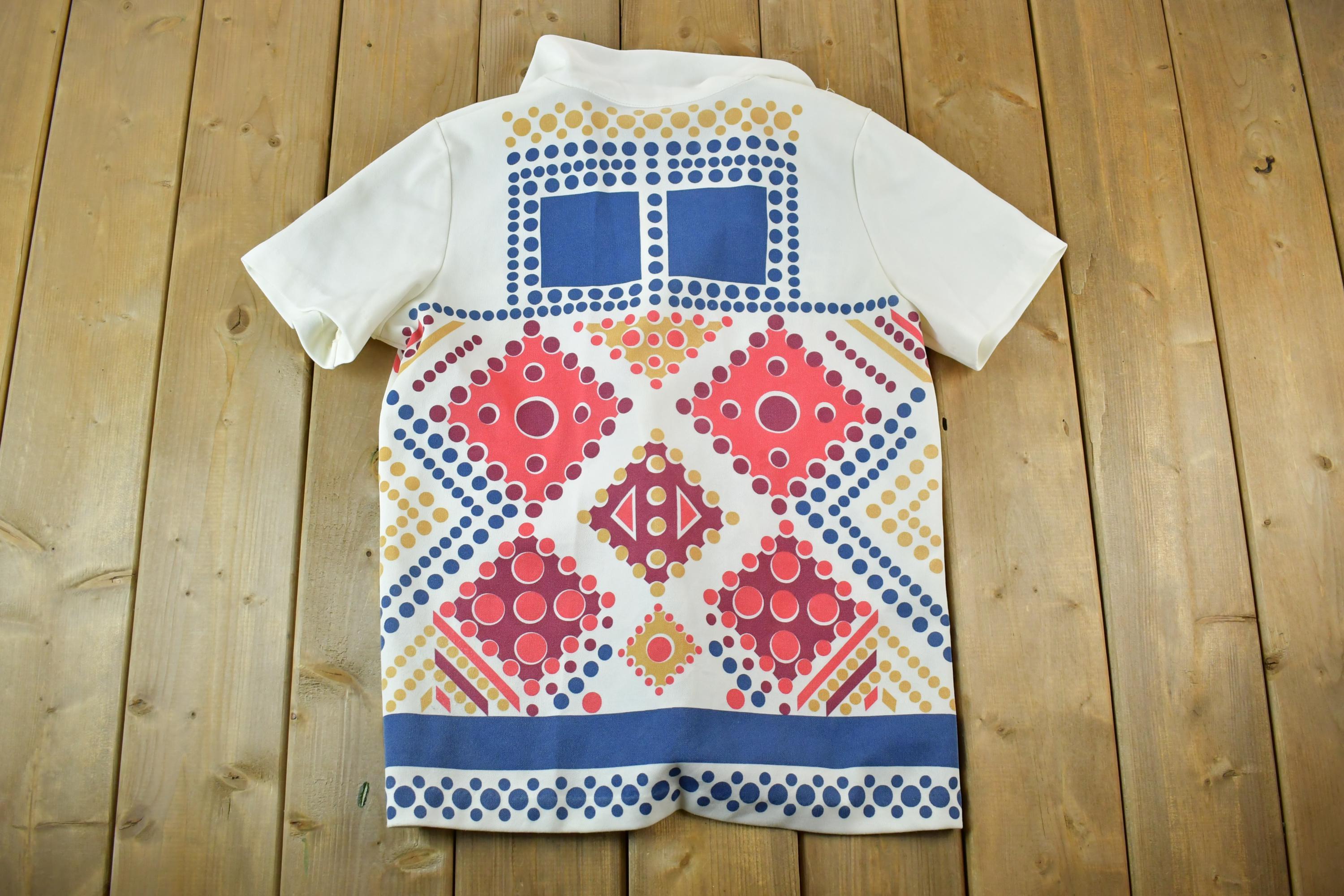 Vintage 1960s Abstract Polka Dot Button Up Western Style Shirt