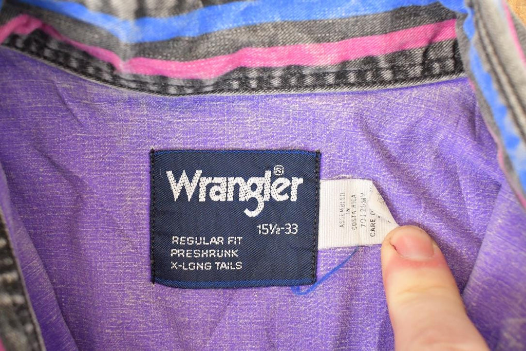 Vintage 1990s Wrangler Striped Rodeo Button Up Shirt Men's L