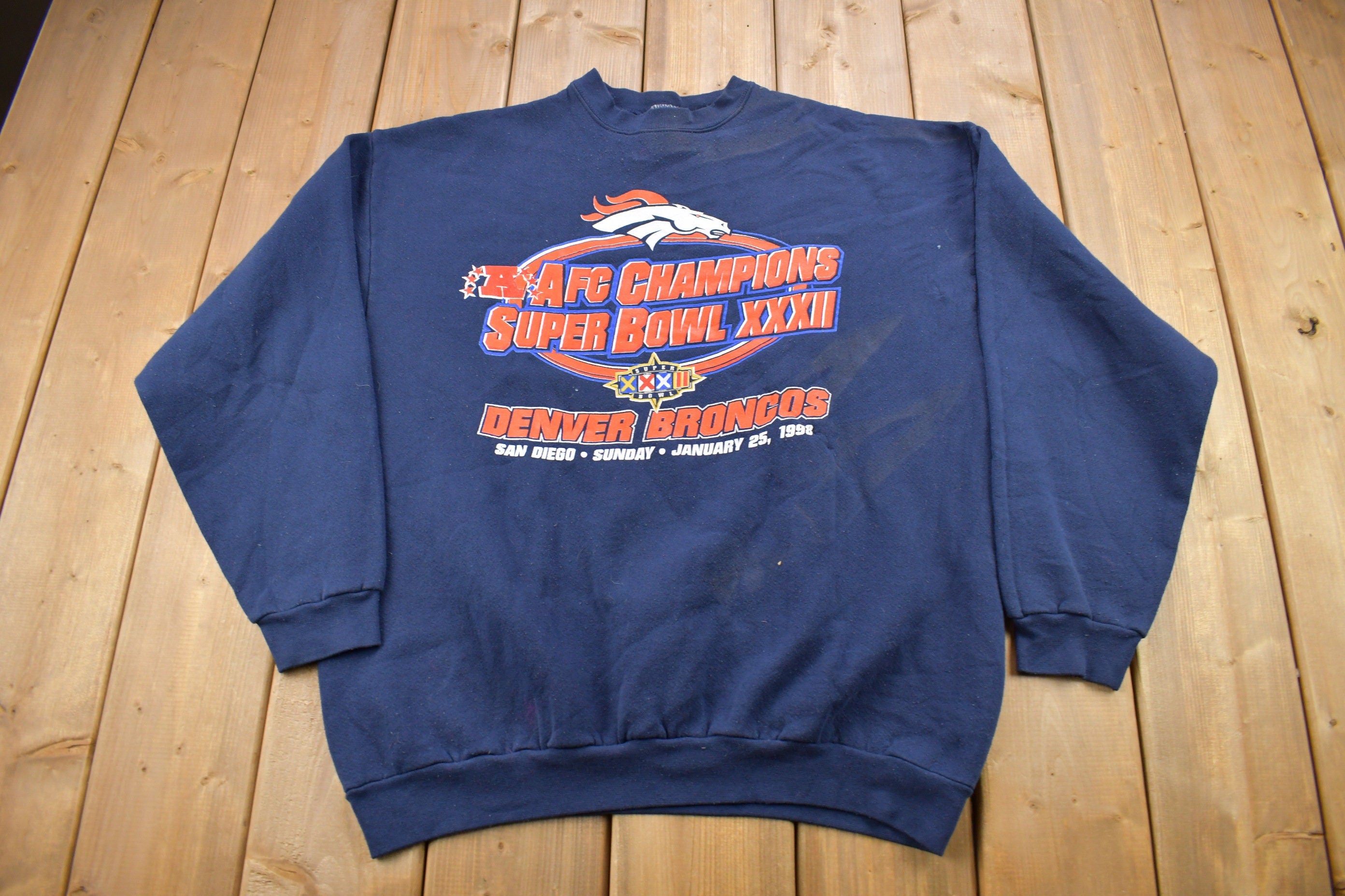 Vintage 1998 Denver Broncos Superbowl NFL Logo 7 Crewneck Sweatshirt