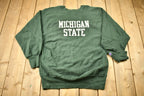 Vintage 1980s Michigan State University Champion Reverse Weave Warmup Crewneck  Made In USA  NCAA Sweatshirt  Sportswear  Americana
