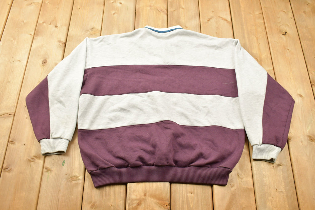 Vintage 1990s Claybrooke Sport Quarter Button Striped Shirt