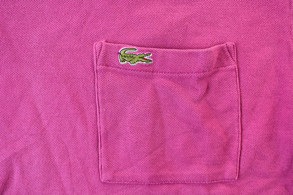 Vintage 1990s Bright Pink Lacoste Alligator Logo Single Stitch Textured Pocket T-Shirt