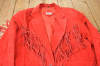 Vintage 1990s Adam Douglass Red Suede Fringe Jacket