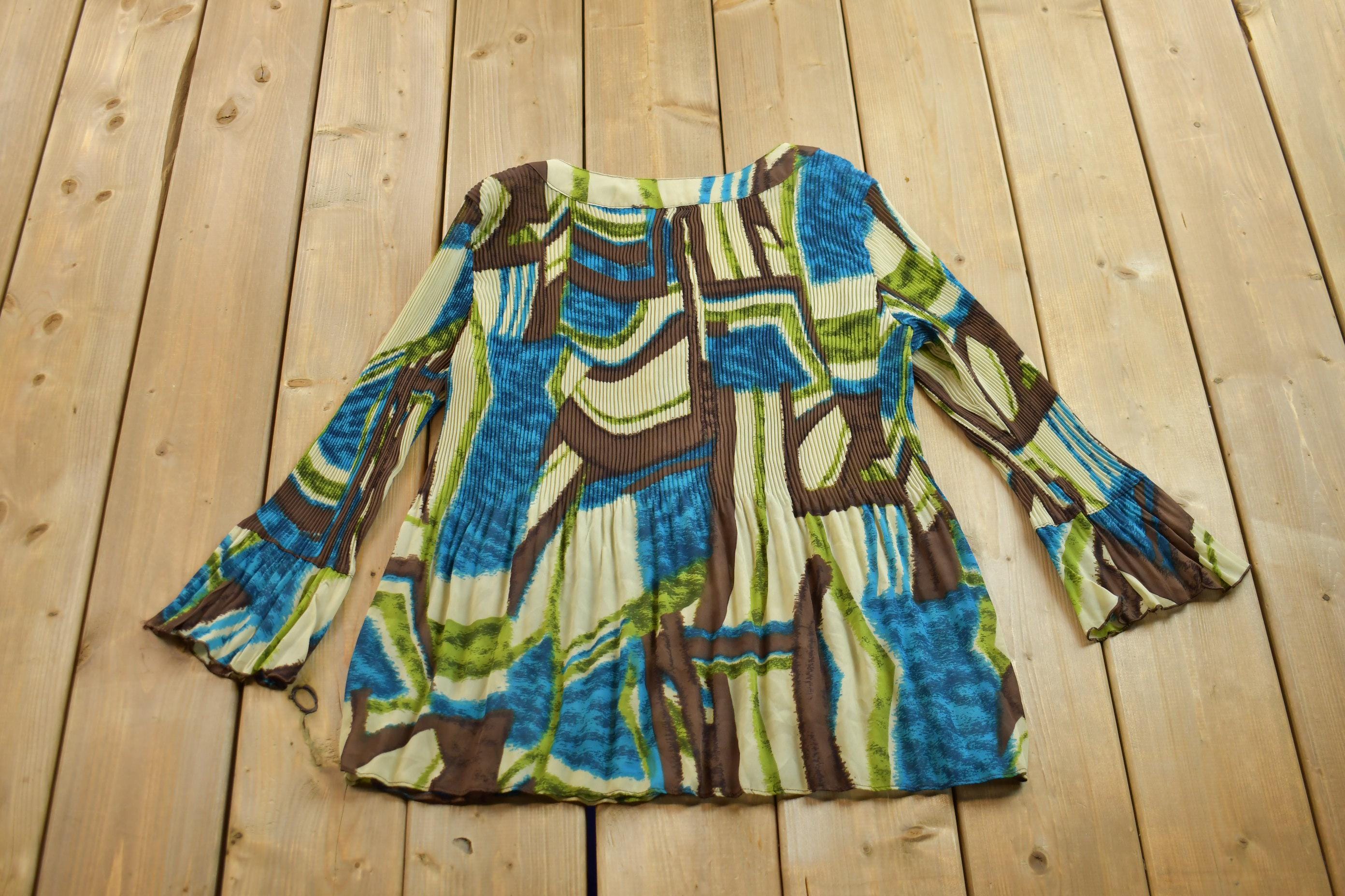 Vintage 1990s Sere Nade Sheer Lace Abstract Button Up Shirt