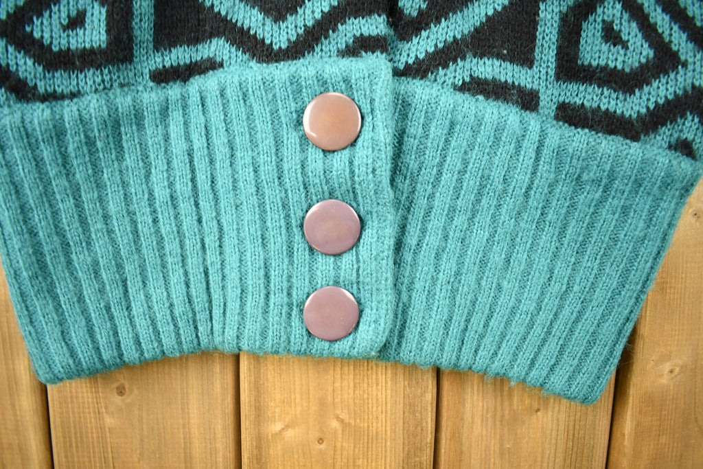 Vintage 1980s Abstract Pattern Heavy Weight Cardigan Sweater