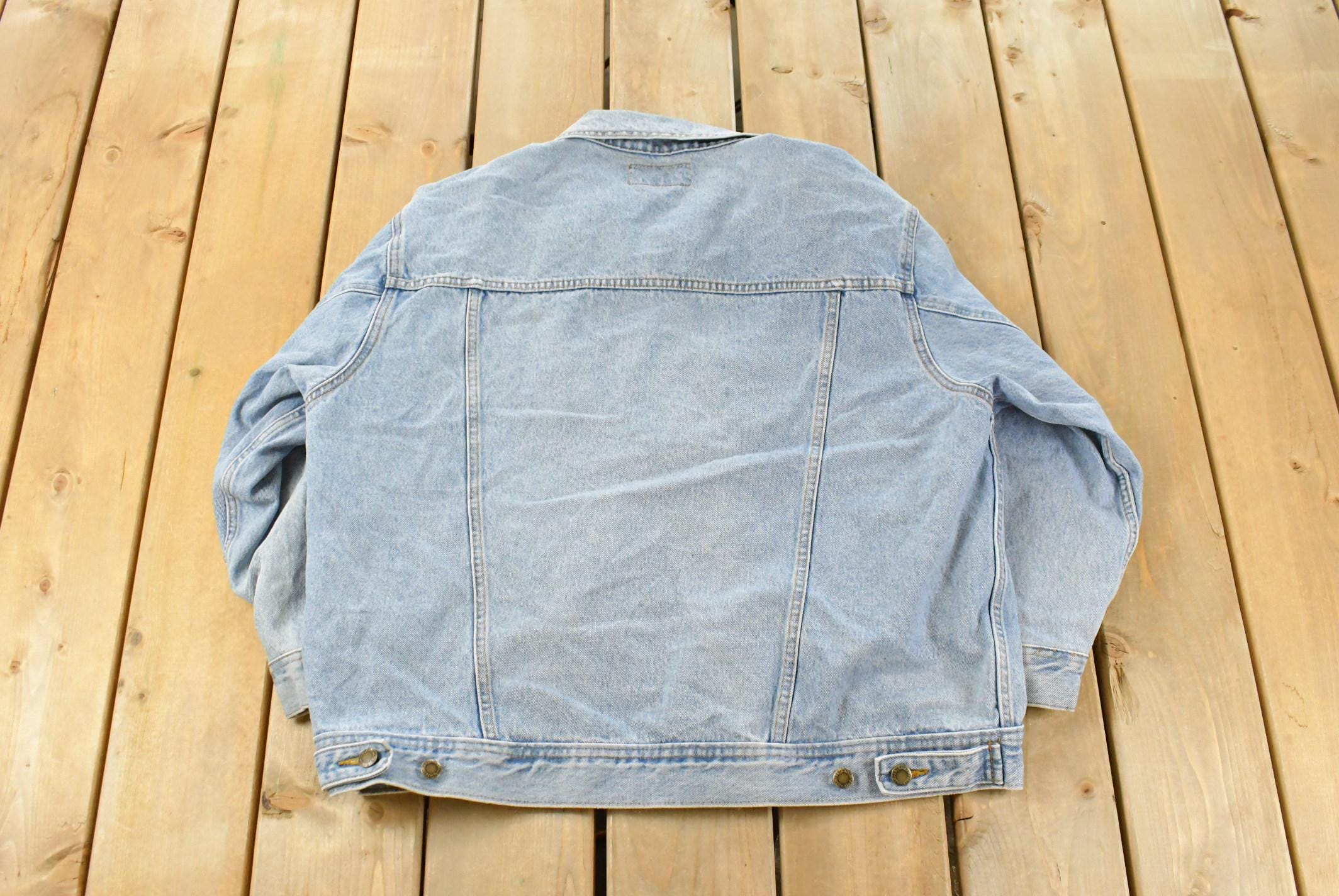 Vintage 1990s Wrangler Workwear Distressed Denim Trucker Jean Jacket Men's XL
