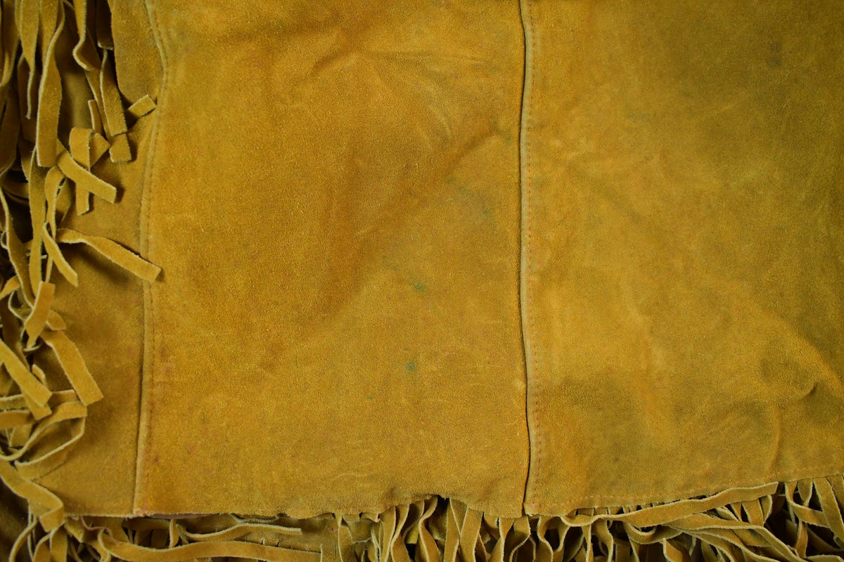 Vintage 1960s Sprung Genuine Leather Western Fringe Jacket Mens 44
