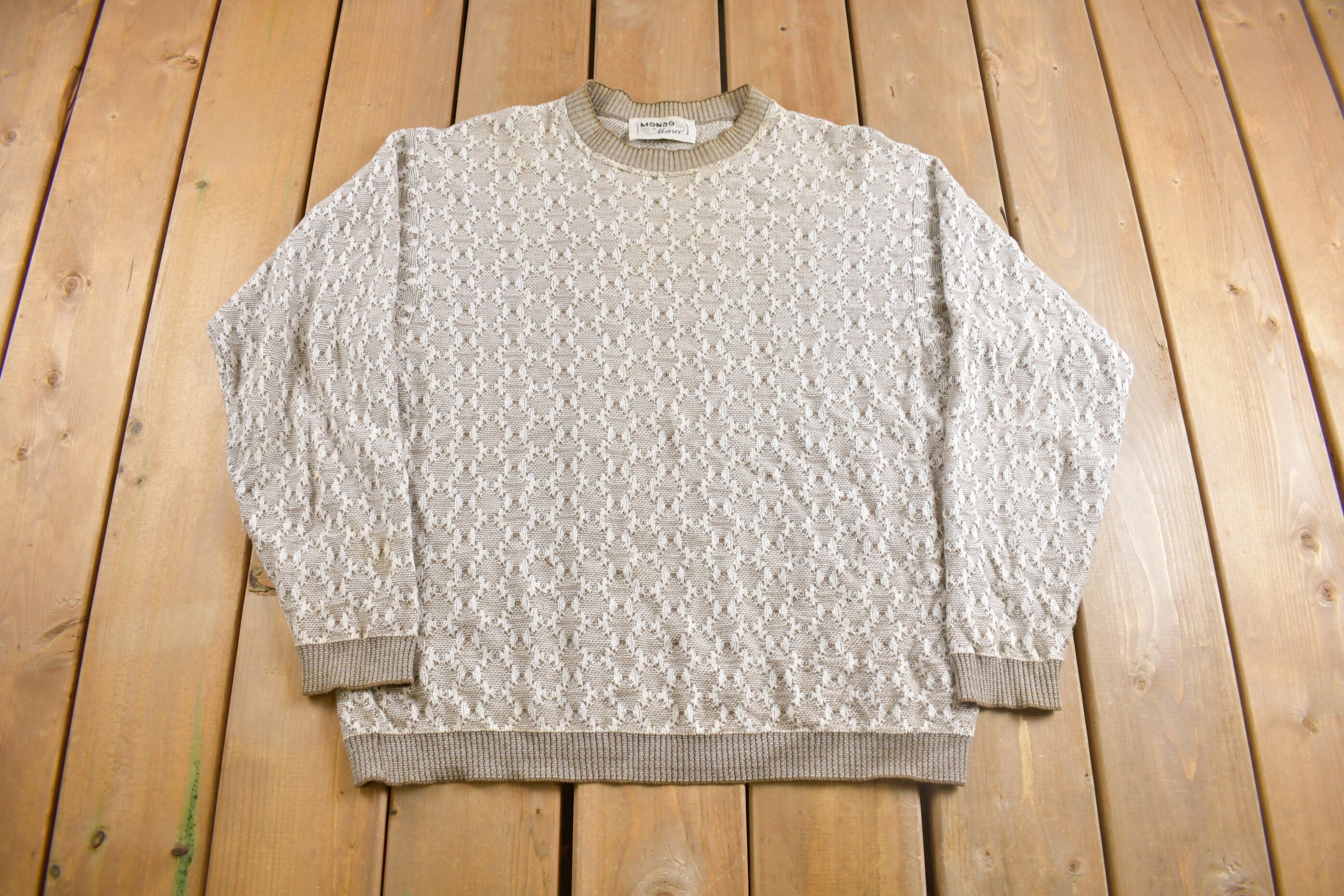 Vintage 1980s Mondo & Marco Abstract Knit Crewneck Sweater