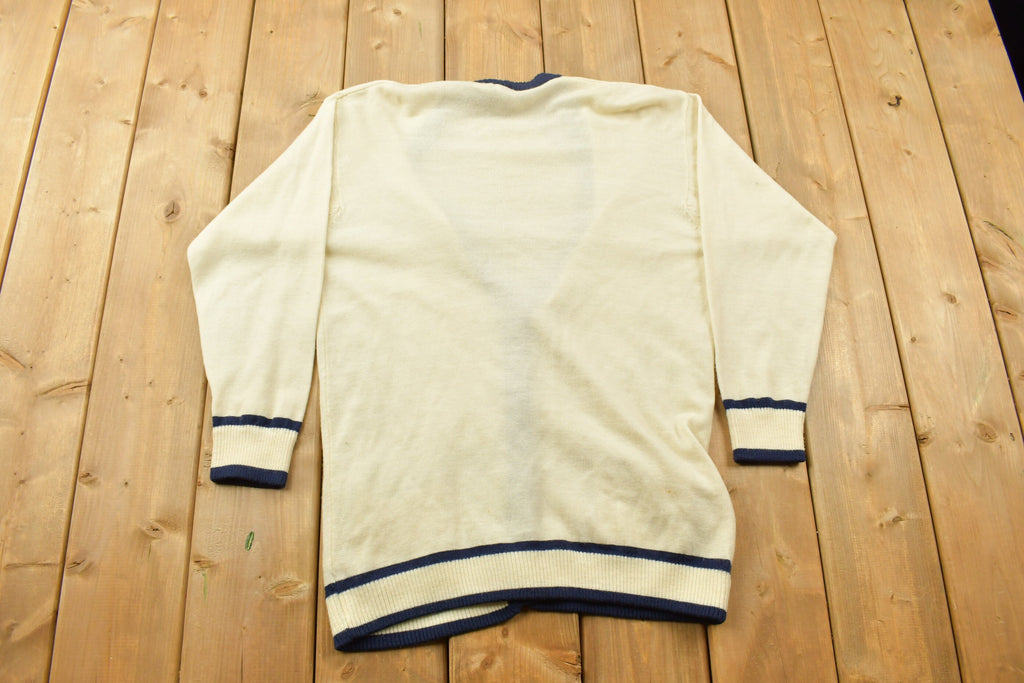 Vintage 1990s JH Collectibles Knitted Cardigan Sweater  Vintage Cardigan  Button Up  Blank Cardigan  Vintage Knit  Nautical Sweater