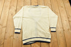 Vintage 1990s JH Collectibles Knitted Cardigan Sweater  Vintage Cardigan  Button Up  Blank Cardigan  Vintage Knit  Nautical Sweater