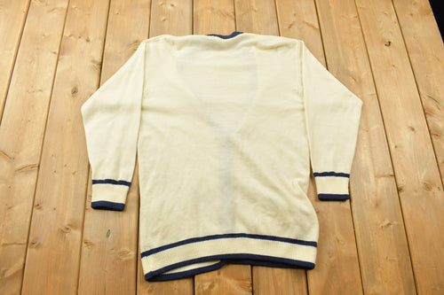 Vintage 1990s JH Collectibles Knitted Cardigan Sweater / Vintage Cardigan / Button Up / Blank Cardigan / Vintage Knit / Nautical Sweater