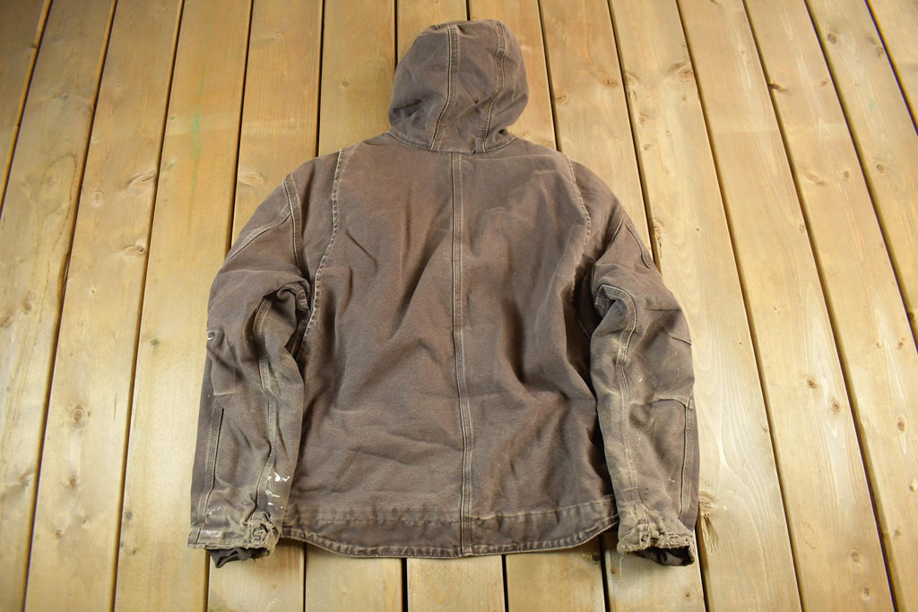 Vintage 2000s Carhartt Hooded Sherpa Lined Jacket Mens Large