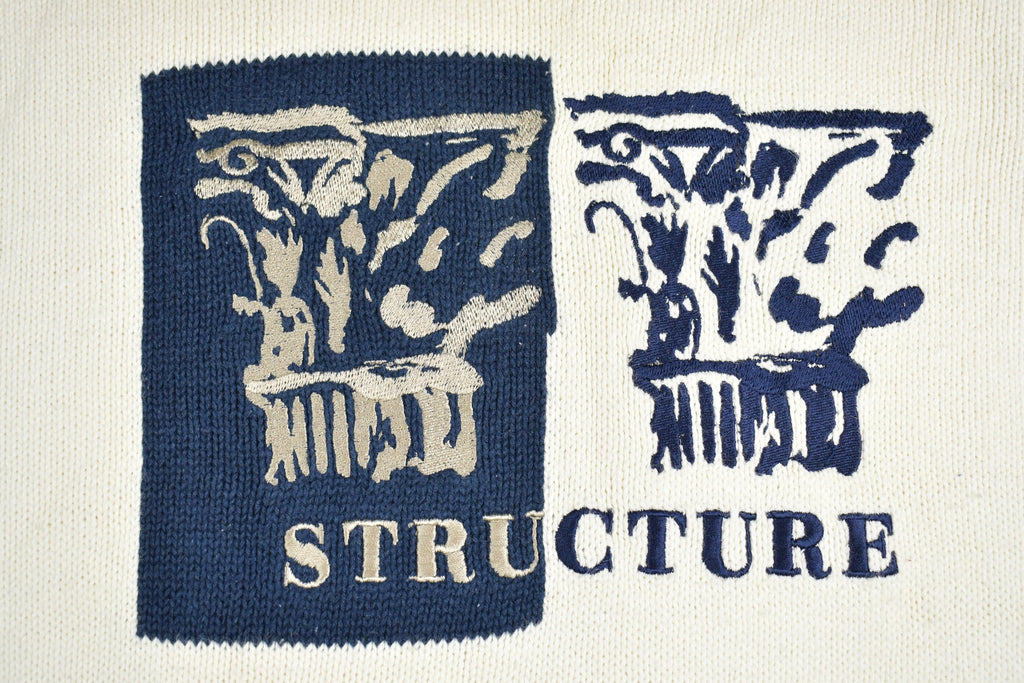 Vintage 1990s Structure Embroidered Knit Crewneck Sweater