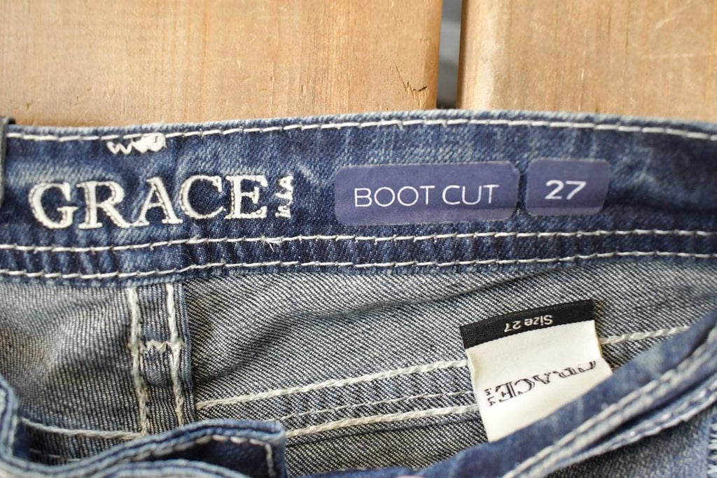Vintage Deadstock Y2K Grace In LA Bedazzled Bootcut Low Rise Jeans Women's Size 26 x 32