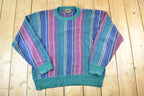 Vintage 1990s Boston Traders Knit Abstract Pattern Crewneck Sweater Mens M