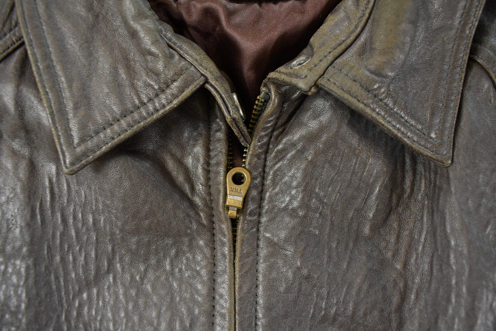 Vintage 1990s South Wind Leather Bomber Flight Jacket Men's XL
