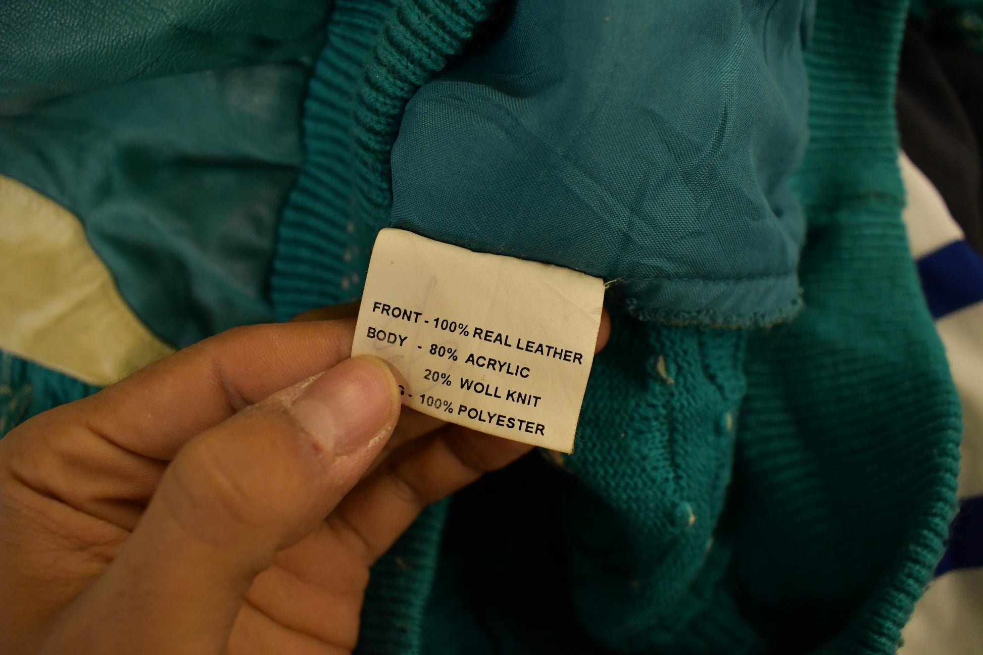 Vintage 1990s Bagazio Leather Knit Crewneck Sweater Men's XL /