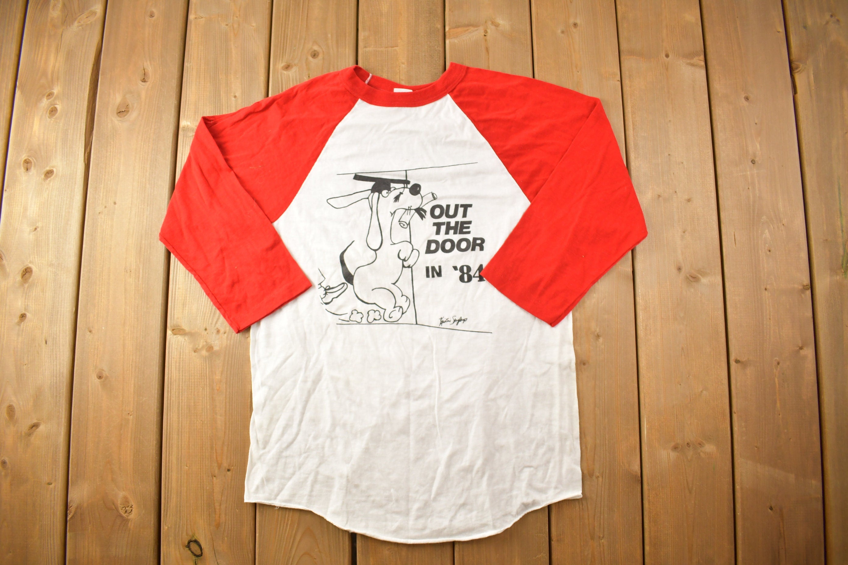 Vintage 1980s Out The Door In '84 Graduation Graphic T Shirt