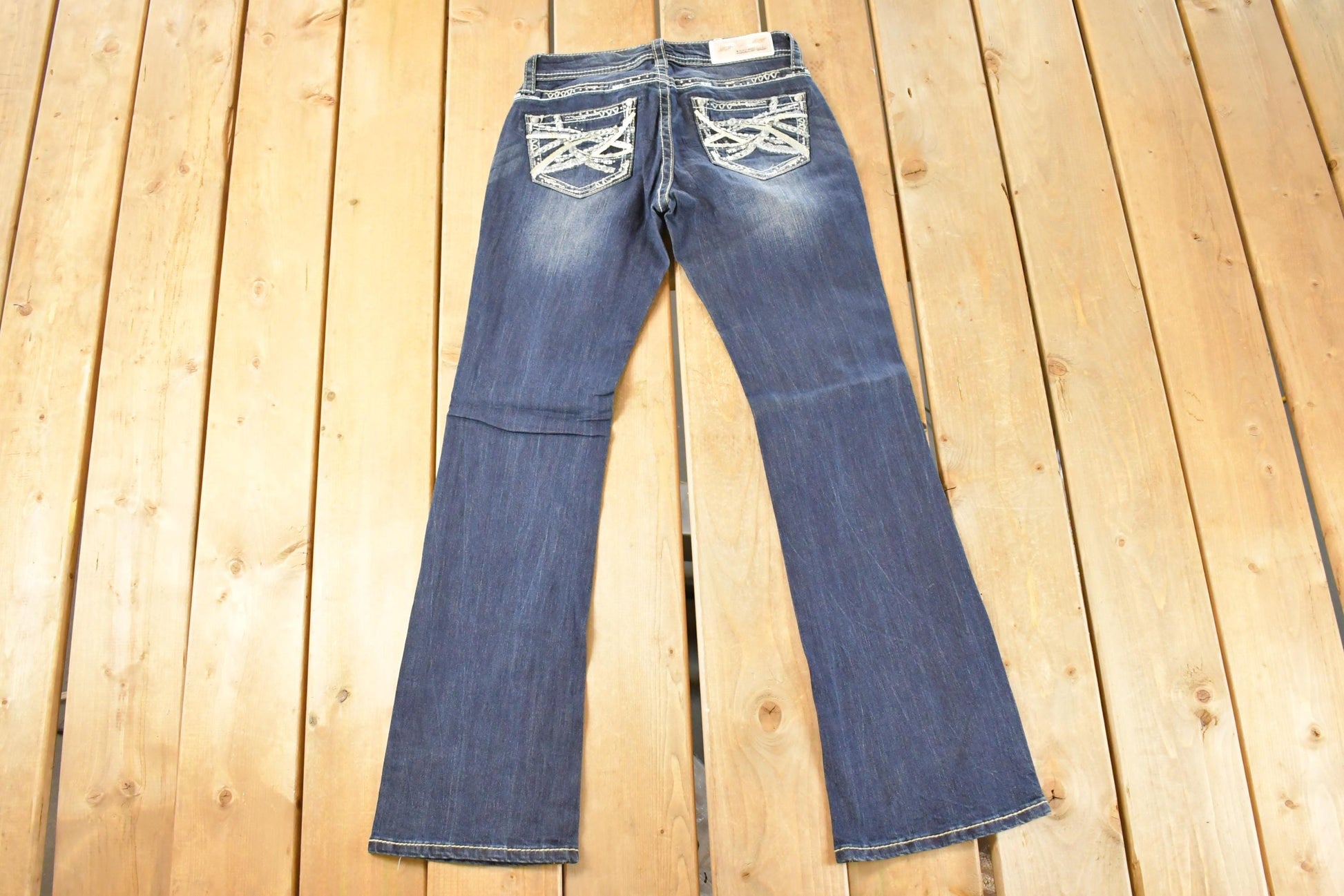Vintage Deadstock Y2K Grace In LA Bedazzled Bootcut Low Rise Jeans Women's Size 26 x 32