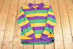 Vintage 1980s JJJ Striped Quarter Button Up Shirt Men's S