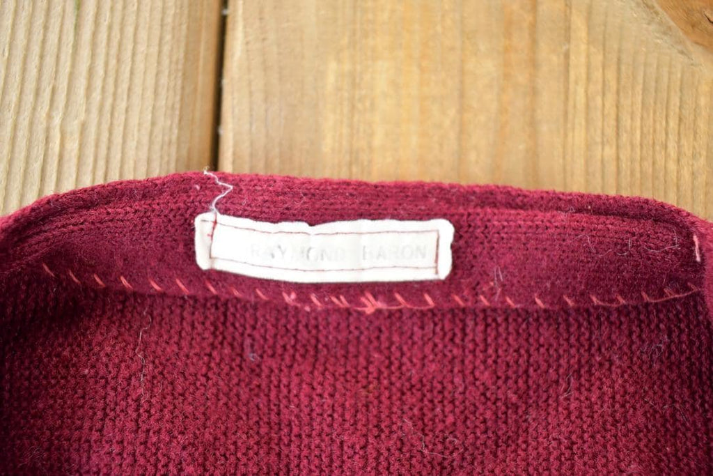 Vintage 1970s Raymond Eaton Knit Perfect Mild Distress Cardigan Sweater Made In USA