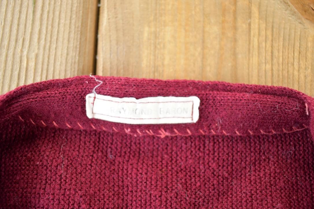 Vintage 1970s Raymond Eaton Knit Perfect Mild Distress Cardigan Sweater Made In USA