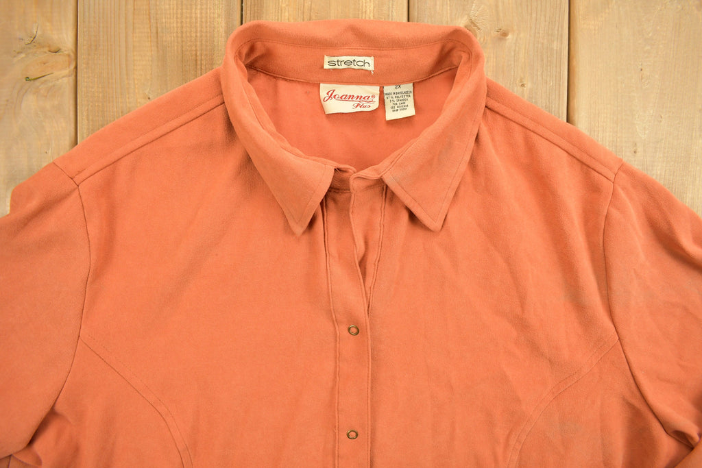 Vintage 1990s Blank Orange Button Up Shirt