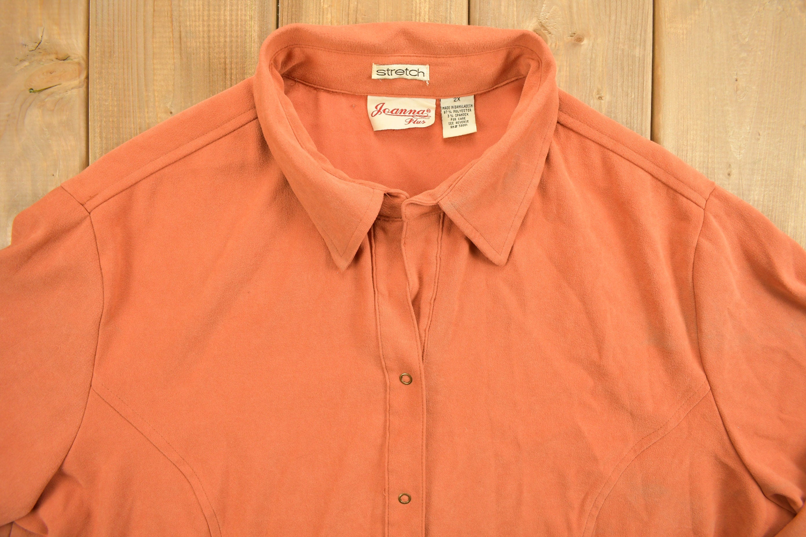 Vintage 1990s Blank Orange Button Up Shirt