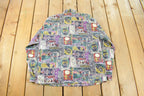 Vintage 1980s Functionals All Over Print Abstract Button Up Shirt Women's M