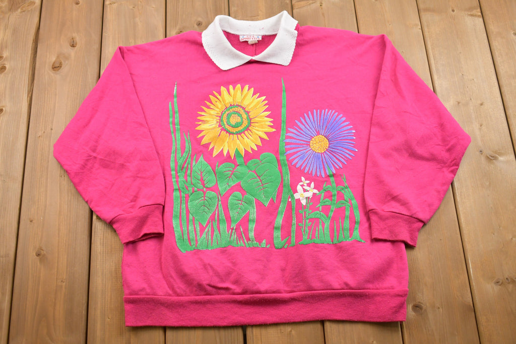 1990s Floral Collared Sweater
