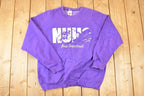 Vintage 1990s NUHS Musov Department Embroidered Collegiate Crewneck Sweatshirt Men's L