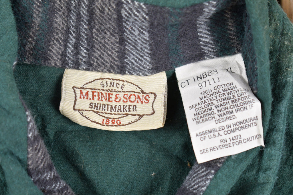 Vintage 1990s M Fine & Sons Blank Green Button Up Shirt