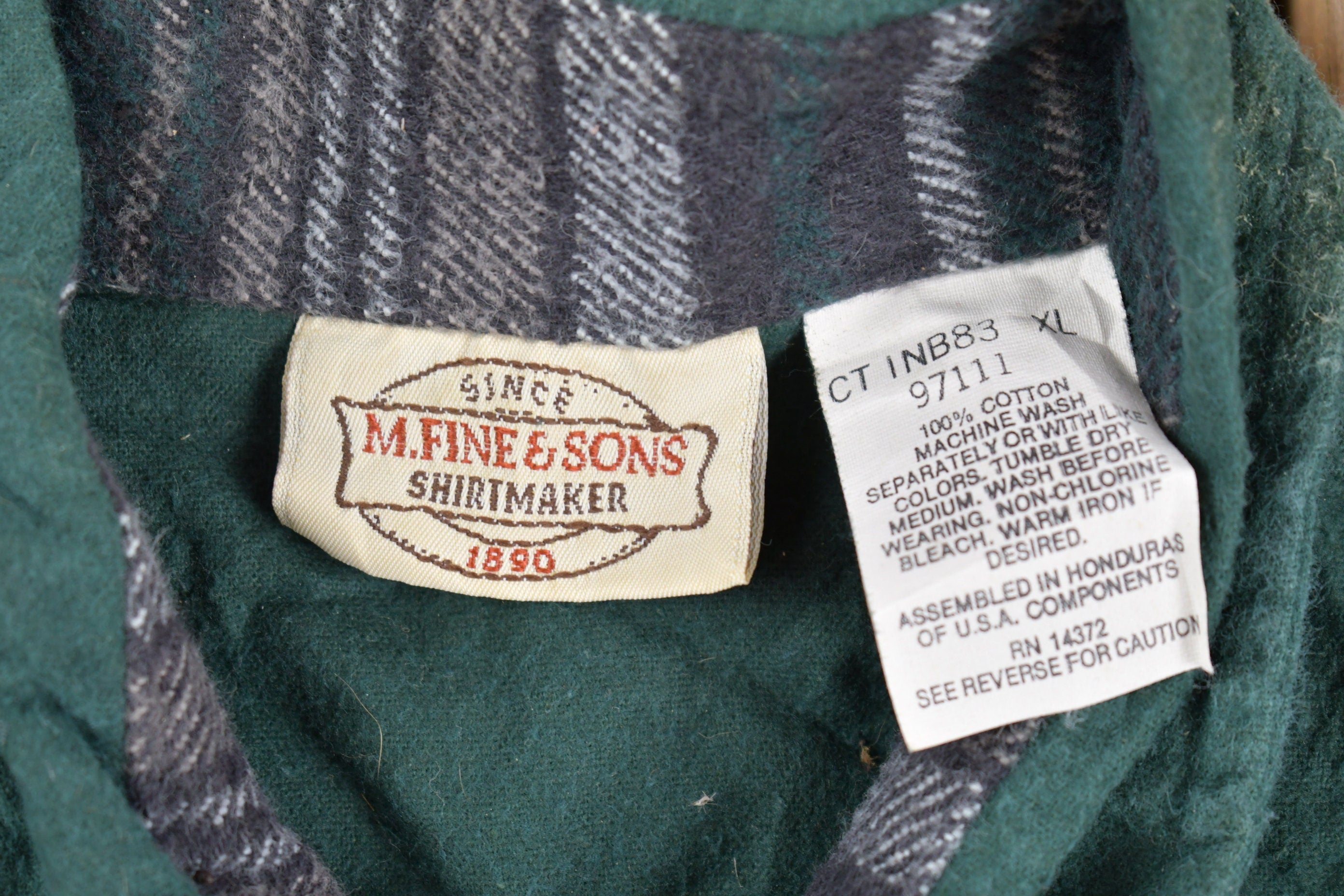 Vintage 1990s M Fine & Sons Blank Green Button Up Shirt