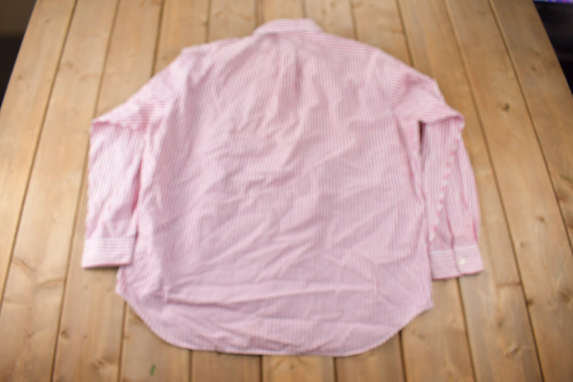 Vintage 1990s Ralph Lauren Pink Striped Button Up Blake Dress Shirt Size XXL
