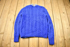 Vintage 1960s Cable Knit Collegiate Cardigan Sweater  H  Vintage Cardigan  Button Up  Patchwork  Made In USA  True Vintage
