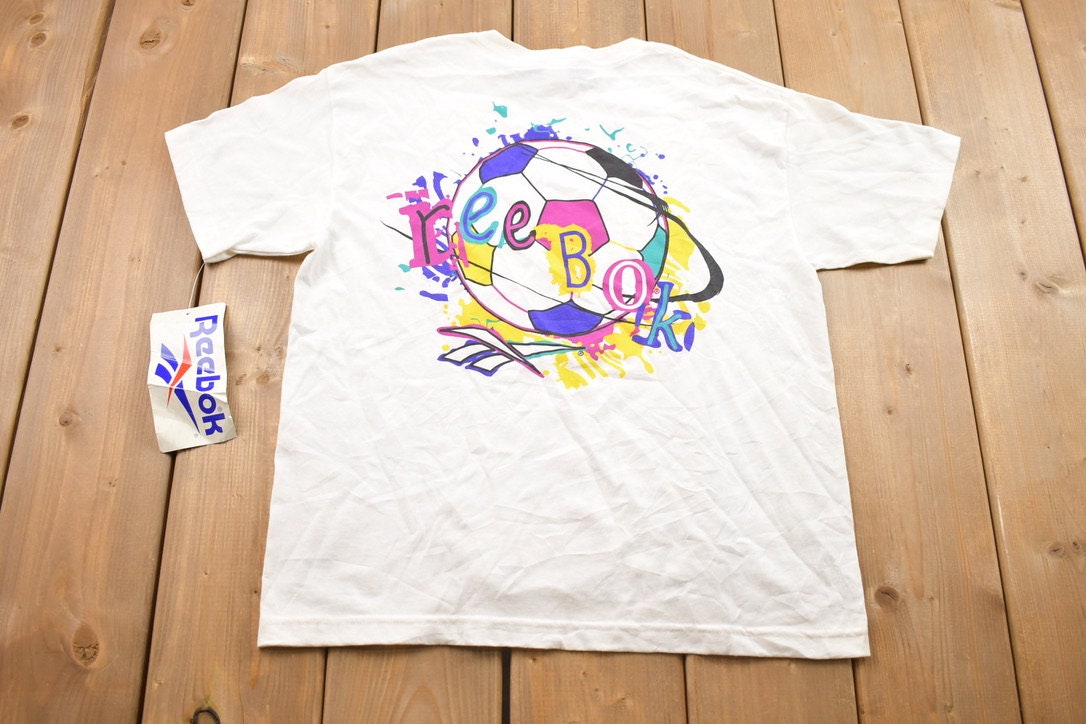 Vintage 1990s Reebok Have A Ball Colorful Soccer Ball Graphic T-Shirt