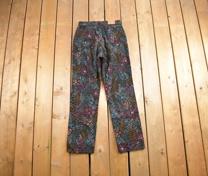 Vintage 1990s Lee Floral Corduroy Pants Size 28x31