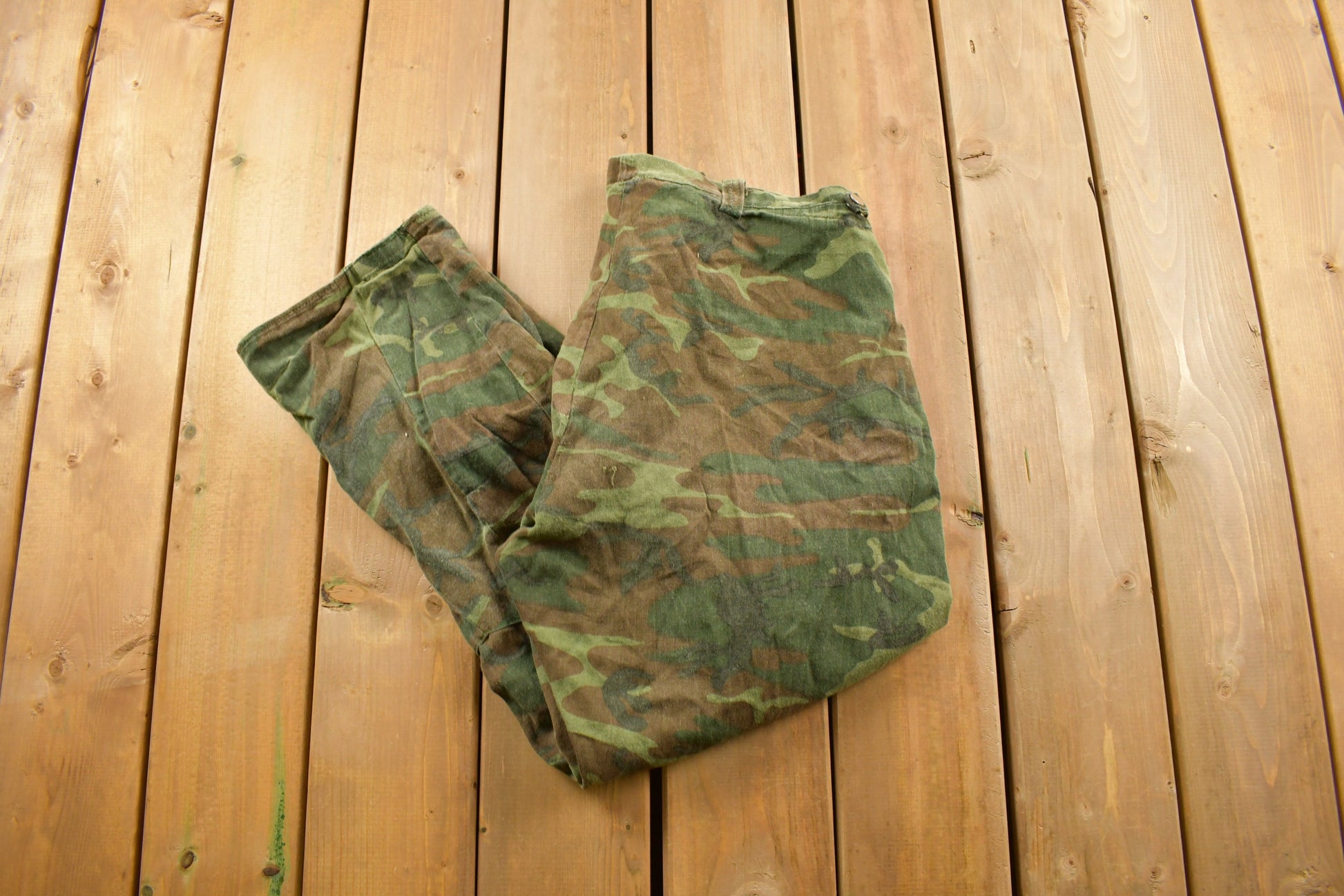 Vintage 1970s Woodland Camouflage Hunting Pants Size 38 x 27