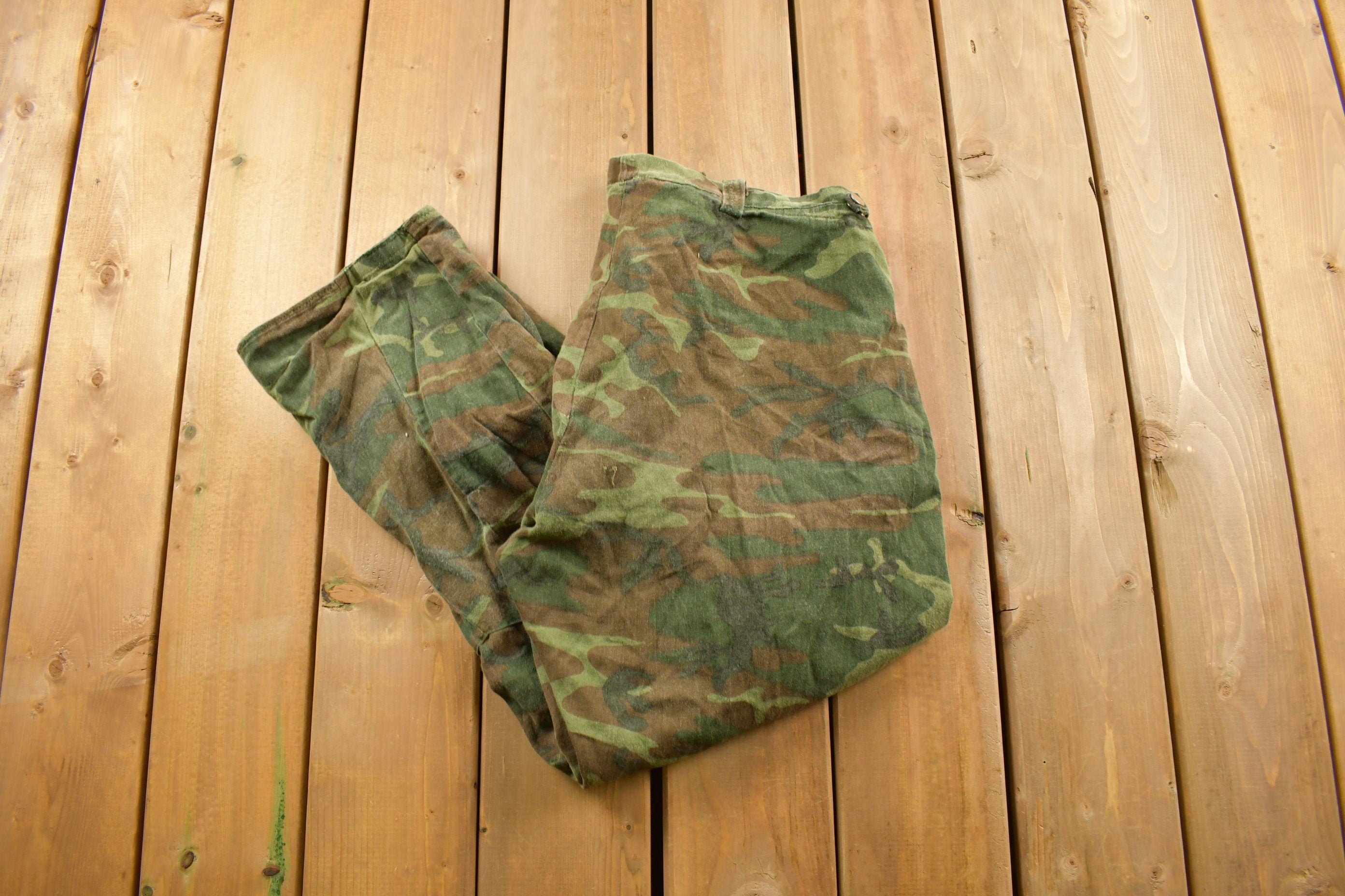 Vintage 1970s Woodland Camouflage Hunting Pants Size 38 x 27