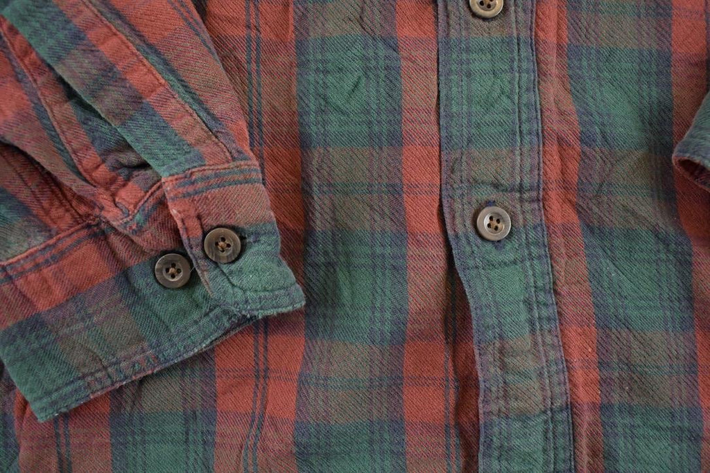 Vintage 1990s LL Bean Plaid Button Up Shirt Men's L / 90's Rugged Polo