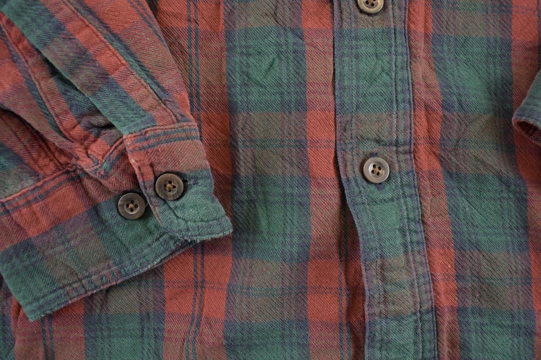 Vintage 1990s LL Bean Plaid Button Up Shirt Men's L / 90's Rugged Polo